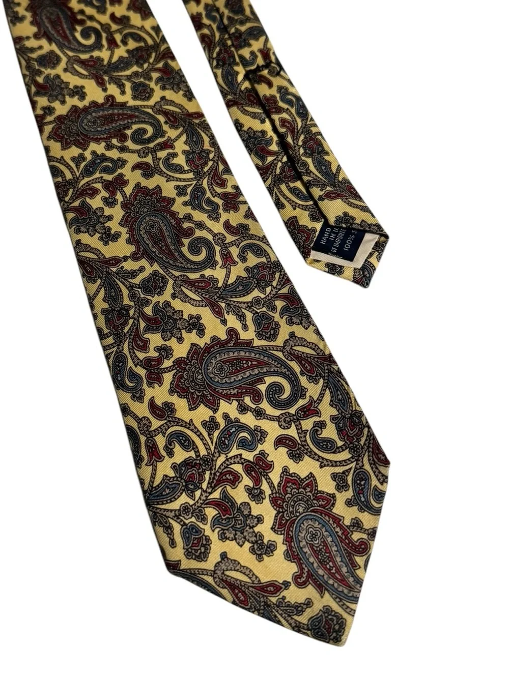 Vintage Lands End Paisley Mens Silk Tie Luxe Old Money Artsy Quiet Luxury Preppy